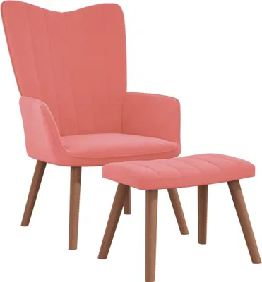 Produktbild von Relaxsessel mit Hocker Rosa Samt