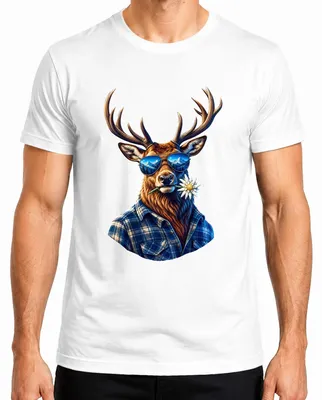 Productafbeelding van Hirsch Alpen Edelweiß zonnebril, traditioneel shirt, leren broek, dirndl, heren T-shirt, wit, maat M
