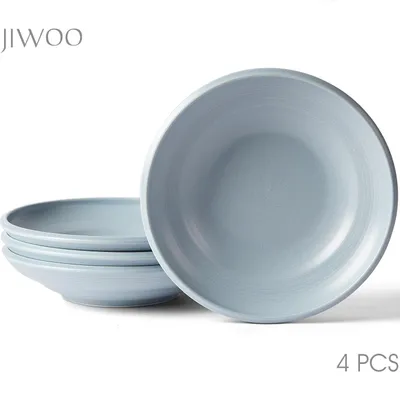 Produktbild von Teller set 4pcs Ø22 cm Keramik Suppenteller Speiseteller Salatteller für 4 Personen Matt-Glasur Tiefteller Set Mikrowellen- und Spülmaschinenfest