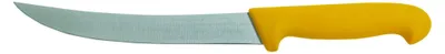 Produktbild von Küchenmesser 250 mm Edelstahl mit gelbem Griff, spülmaschinengeeignet