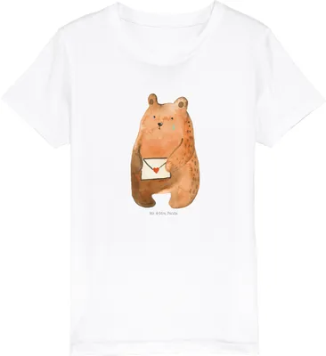 Produktbild von Mr. & Mrs. Panda Kleinkinder T-Shirt Bär Vermissen 3-4 Jahre (98/104) - Weiß - Geschenk, Kindershirt, Freundin, Jungen, Verreist, Kinder Bio, Unglücklich Verliebt, Freund