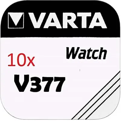 Produktbild von 10 x Varta 377 SR626SW Uhren Batterie Knopfzelle SR66 SR626 AG4 1,55V Silberoxid