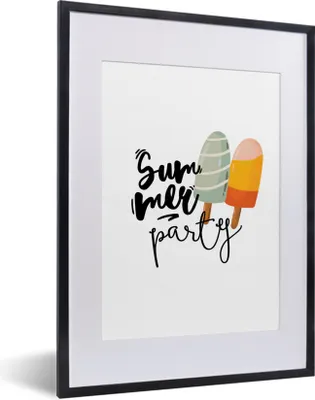Produktbild von MuchoWow® Gerahmtes Poster Sommer - Eis - Grau 30x40 cm - Poster mit Schwarzem Bilderrahmen Wandposter Rahmen Foto Bilder - Wandposter Schlafzimmer