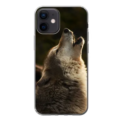 Produktbild von MuchoWow® Handyhülle Schutzhülle Hülle für iPhone 12 Wolf - Grau - Tiere Silikon Softcase Handy Hülle - Schutzhülle