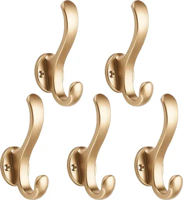 Produktbild von Wandgarderobenhaken, Handtuchhaken fürs Badezimmer, zum Anschrauben, 5er-Pack, Gold
