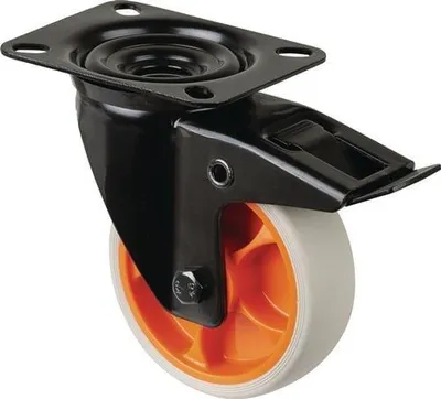 Produktbild von Lenkrolle m.Festst.D.80mm Trgf.100kg m.Festst.Gum.104x80mm hellgrau