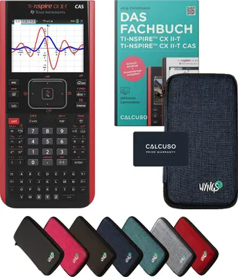 Produktbild von TI-Nspire CX II-T CAS inkl. Schutztasche Blau & Fachbuch (160 Seiten, 17x24cm) – Grafikrechner – Smart Set