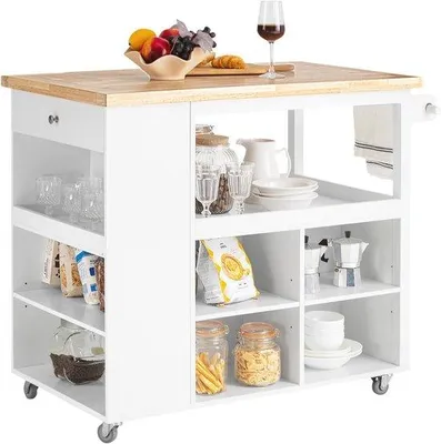 Obrázok produktu pre Drevený kuchynský vozík s veľkými úložnými plochami, rozmer 108x60x90 cm