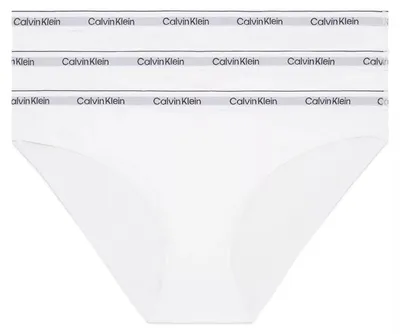 Zdjęcie produktu dla Calvin Klein, damskie majtki typu bikini, 3 sztuki, bawełna z dodatkiem Elasthanu, białe