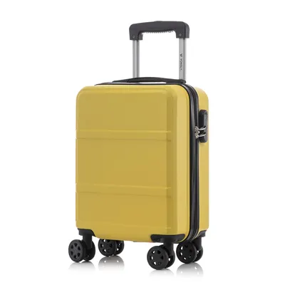 Produktbild von Koffer Trolley Reisekoffer Suitcase, Rollkoffer Handgepäck ,mit 4 Rollen360°, Hartschalenreisekoffer, Zahlenschloss, Weicher Gummigriff (S, Gelb)