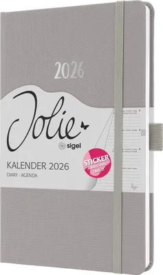 Image de sigel J6403 sigel calendrier semainier Jolie Feel 2026, textile, A5, gris