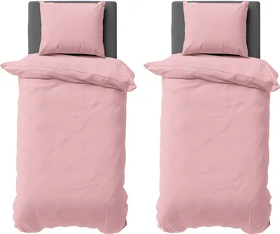 Produktbild von 4 teilige Uni Bettwäsche 155x220 cm Mikrofaser Rosa Bettbezug Garnitur Set