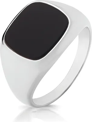 Produktbild von Modischer 925 Sterling Silber Herren - Monarchenring / Siegelring mit Onyx, 64 (20.4); WJS33163