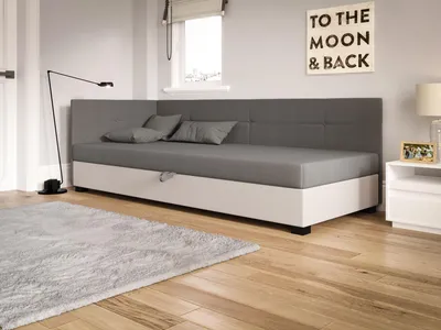 Obrázek produktu pro Jednolůžková čalouněná postel 90x195 LOCIKA PLUS 1 - světle šedá / ecru