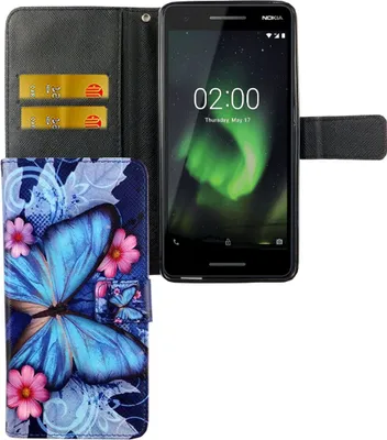 Produktbild von Handyhülle Tasche für Handy Nokia 2.1 2018 Blauer Schmetterling