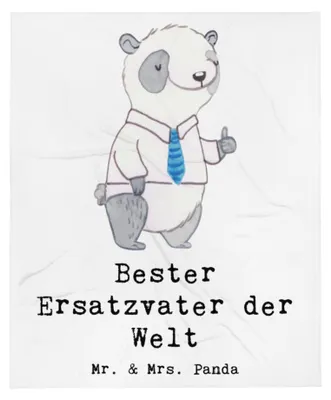 Produktbild von Mr. & Mrs. Panda Decke Panda Bester Ersatzvater der Welt - Weiß - Geschenk, Dankeschön, Geschenkidee, Vater, Wohndecke, Winterdecke, Familie, Kleinigkeit, Sofaüberwurf