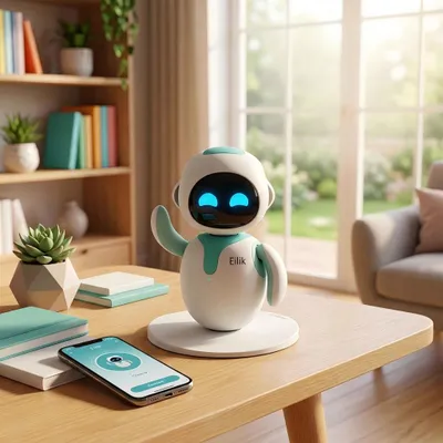 Obrázok produktu pre AIORBER Interaktívna hračka – robot, mini spoločník do kancelárie s dotykovým senzorom, robot vyjadrujúci emócie, vhodný pre deti aj dospelých, modrej farby