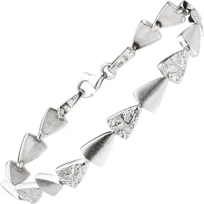 Produktbild von 7,7mm Armband aus 925 Silber mattiert & gehämmert 19cm Armschmuck Damen