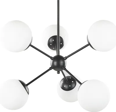 Produktbild von BELIANI Hängeleuchte Schwarz aus Eisen und Glas 6-flammig Kugelform für Esszimmer Wohnzimmer Salon Industrie Look Modernes Design