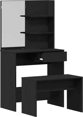 Immagine prodotto di Set da toeletta vidaXL, 2 pezzi, nero, effetto rovere, MDF