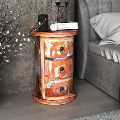Produktbild von vidaXL Beistellschrank mit 3 Schubladen Altholz Massiv