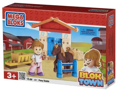 Image de L ecurie avec poney et figurine - 16 pièces - blok town - mega bloks - 361 - jeu de construction