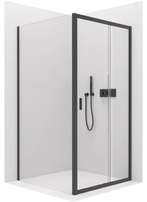 Zdjęcie produktu dla szkło ceramiczneO – Kabina prysznicowa Varone LINE L/P – 6 mm – czarna matowa, szkło przezroczyste – 140 x 70 x 195 cm – przesuwna
