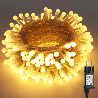 200 LED Mini-Globe-Lichterkette 20m Warmweiß IP44 8 Modi Timer
