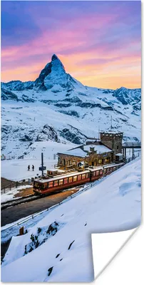Produktbild von MuchoWow® Poster Alpen - Schnee - Zug 20x40 cm - Plakat - Foto