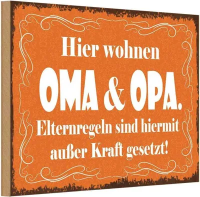 Produktbild von vianmo Holzschild 12x18 cm hier wohnen Oma & Opa