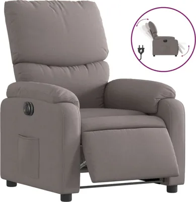 Imagen del producto de Sillón reclinable eléctrico, color taupe, tapizado en tela