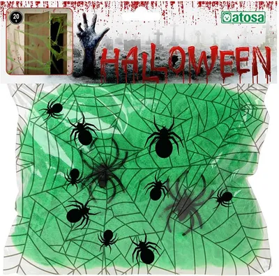 Productafbeelding van Spinnenweb Halloween decoratie, 20 gram, groen - universele maat