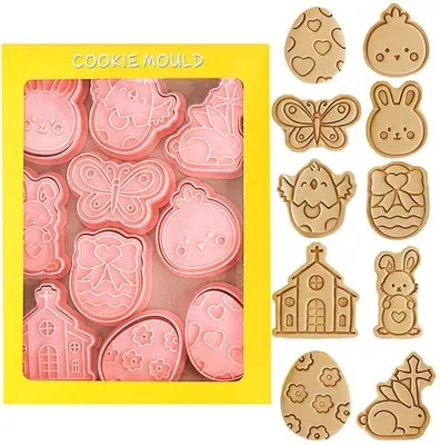 Image de Set de 10 emporte-pièces de Pâques, emporte-pièces 3D pour enfants