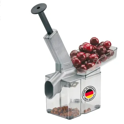 Image de Westmark dénoyauteur de cerises avec goulotte inclinée et grande cassette à noyaux, hauteur : 33,3 cm, plastique/inox/aluminium, Kirschomat, argent/noir/transparent, 40702260