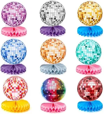 Image de Lot de 9 décorations de fête « Disco Honeycombs »