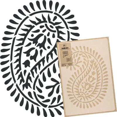Produktbild von Große Malschablonen M 43x64 cm, Paisley Türkisch Orientalisch Blumen Muster, Wiederverwendbare Kunststoff Wandschablone