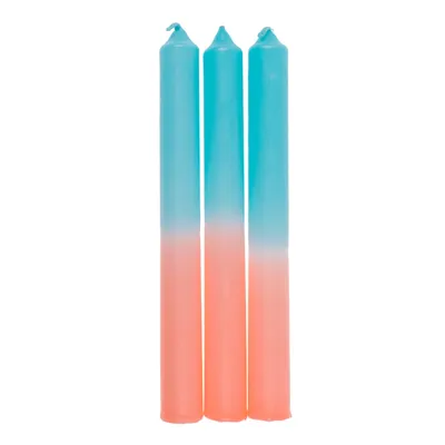 Image de Bougie cylindrique dégradée, abricot/turquoise, env. 20 x 2,15 cm, lot de 3 dans un coffret cadeau