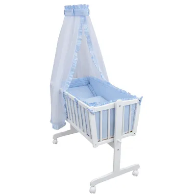 Produktbild von Baby-Delux Wiegenset Bettwäsche Set 6-tlg für Babywiege Royal Blau Rüsche (ohne Wiege)