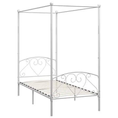 Produktbild von （Robust Möbel）Einzelbett/Jugendbett ️Hochwertiges - Erwachsene/r / Kind - Himmelbett-Gestell Weiß Metall 100x200cm  - Klassische Betten DEMöbel341786