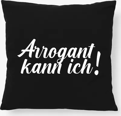 Produktbild von Huuraa Kissen Arrogant kann ich Schriftzug 40x40cm mit Füllung Black Baumwolle Dekokissen Geschenkidee