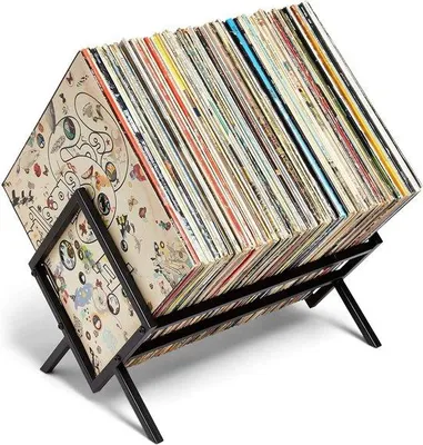 Produktbild von Famanu Plattenhalter mattschwarz für 80-100 LPs - Aufbewahrung für Vinyldisplay, Zeitschriften und Akten