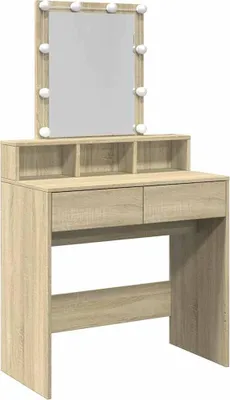Productafbeelding van vidaXL Schminktafel met LED-verlichting, Sonoma-eikenhout, 80x41x144,5 cm