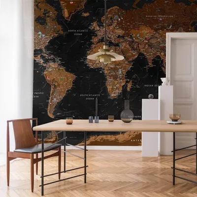 Produktbild von Vlies Fototapete - World: Stylish Map 250x175 cm Karten k-A-0206-a-a