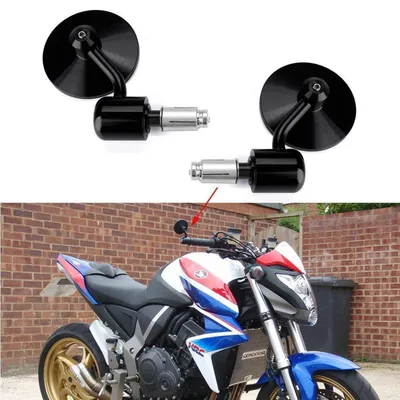 Image de Rétroviseurs ronds pour moto, diamètre 7/8" (22 mm), en aluminium noir, paire de rétroviseurs de 3 pouces