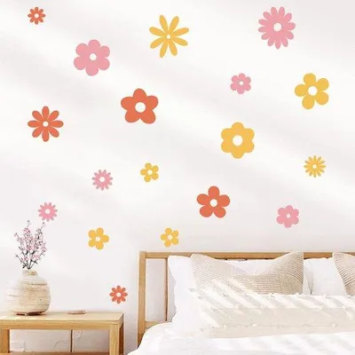 Produktbild von Kinderzimmer Deko - Selbstklebend PVC - Blumenmuster - Wohnzimmer, Kinderzimmer, Schlafzimmer geeignet - 75*87cm - 3 Blätter