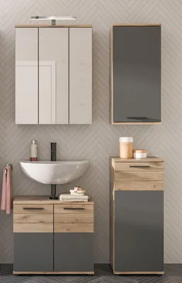 Produktbild von Badezimmer-Set Mason | Nox Oak / Basalt grau | 4-teilig