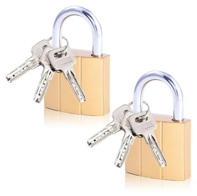 Productafbeelding van Set van 2 hangsloten met sleutel, 32 mm koperkleurig