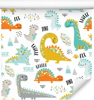 Produktbild von 10m VLIES TAPETE Rolle Kinderzimmer Dinosaurier Palmen Gebirge Natur XXL