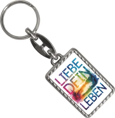 Produktbild von Liebe dein Leben Schlüsselanhänger mit Bordüre Aquarell Design