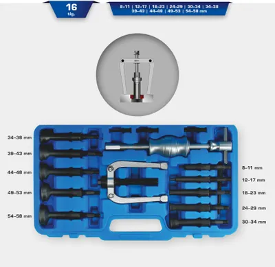 Immagine prodotto di Brilliant Tools Set di estrattori per cuscinetti interni con foro base, 16 pz